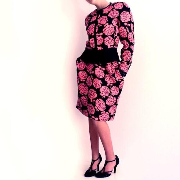 Vintage Valentino Night Silk Fuschia Rose Skirt w/ Pockets Size 0 - Picture 6 of 16